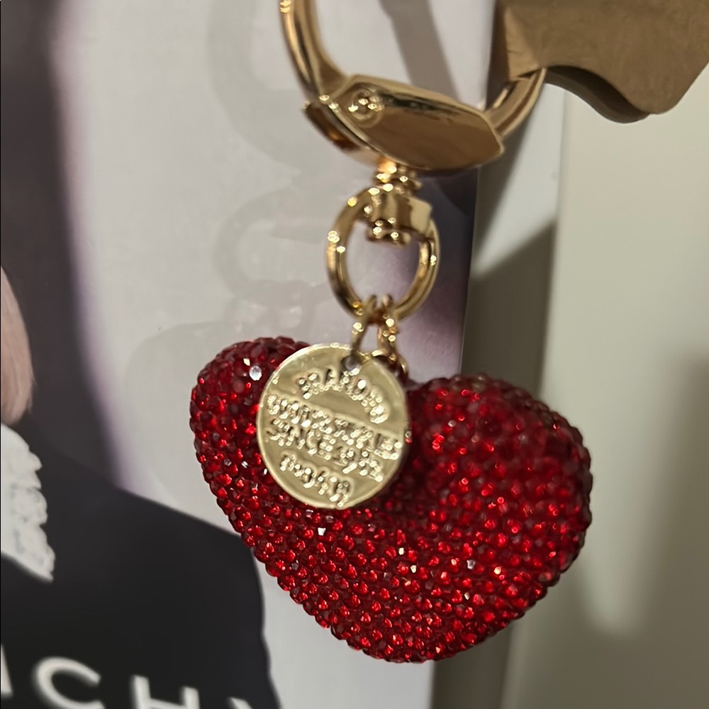Red Heart Keychain with Gold Accents